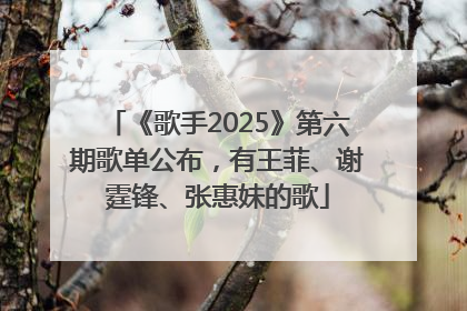《歌手2025》第六期歌单公布，有王菲、谢霆锋、张惠妹的歌