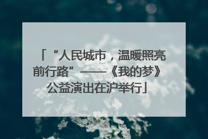 “人民城市，温暖照亮前行路”——《我的梦》公益演出在沪举行