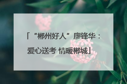 “郴州好人”廖锋华：爱心送考 情暖郴城