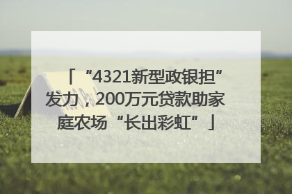 “4321新型政银担”发力，200万元贷款助家庭农场“长出彩虹”