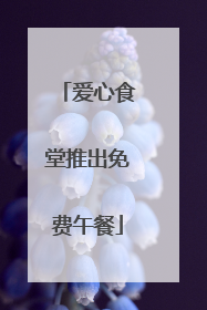 爱心食堂推出免费午餐