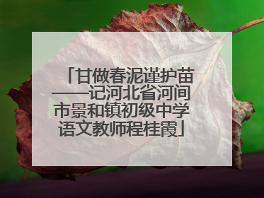 甘做春泥谨护苗——记河北省河间市景和镇初级中学语文教师程桂霞