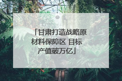 甘肃打造战略原材料保障区 目标产值破万亿