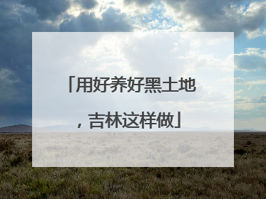 用好养好黑土地，吉林这样做
