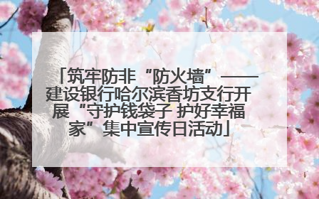 筑牢防非“防火墙”——建设银行哈尔滨香坊支行开展“守护钱袋子 护好幸福家”集中宣传日活动