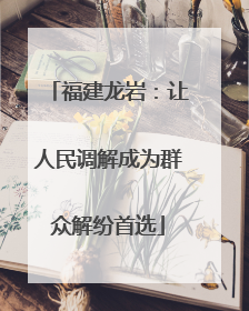 福建龙岩：让人民调解成为群众解纷首选