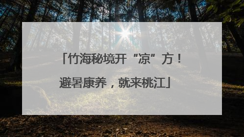 竹海秘境开“凉”方！避暑康养，就来桃江