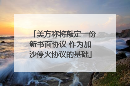 美方称将敲定一份新书面协议 作为加沙停火协议的基础