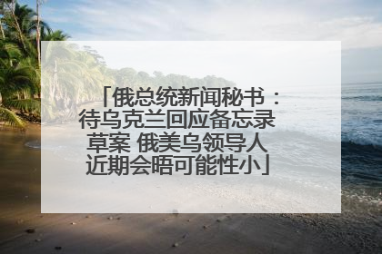 俄总统新闻秘书：待乌克兰回应备忘录草案 俄美乌领导人近期会晤可能性小