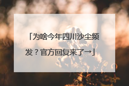 为啥今年四川沙尘频发？官方回复来了→