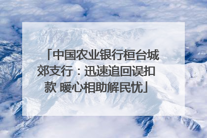 中国农业银行桓台城郊支行：迅速追回误扣款 暖心相助解民忧