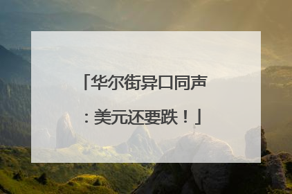 华尔街异口同声：美元还要跌！