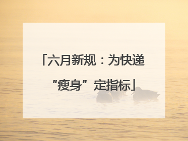 六月新规：为快递“瘦身”定指标
