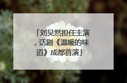 刘昊然担任主演，话剧《温暖的味道》成都首演