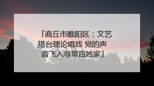 商丘市睢阳区：文艺搭台理论唱戏 党的声音飞入寻常百姓家