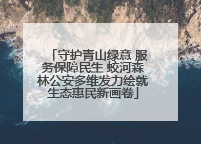 守护青山绿意 服务保障民生 蛟河森林公安多维发力绘就生态惠民新画卷