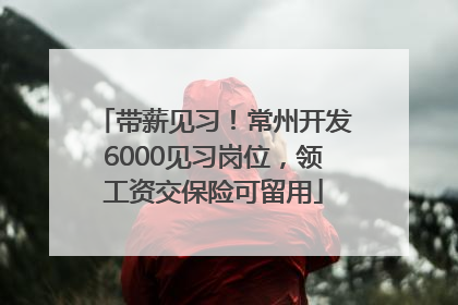 带薪见习！常州开发6000见习岗位，领工资交保险可留用