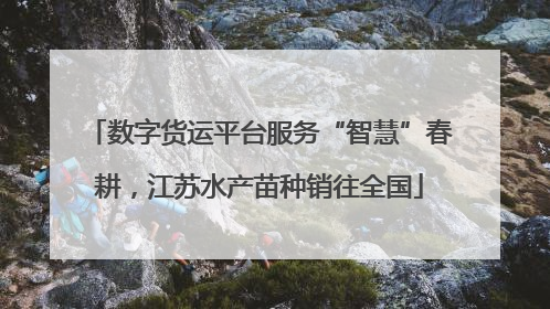 数字货运平台服务“智慧”春耕，江苏水产苗种销往全国