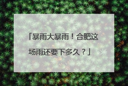 暴雨大暴雨！合肥这场雨还要下多久？