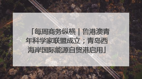 每周商务纵横｜鲁港澳青年科学家联盟成立；青岛西海岸国际能源自贸港启用
