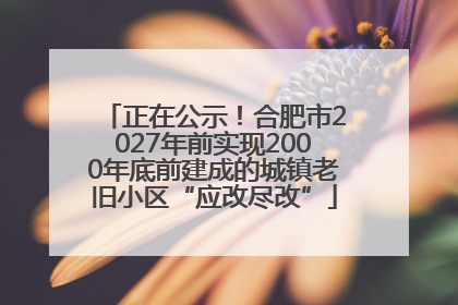正在公示!合肥市2027年前实现2000年底前建成的城镇老旧小区“应改尽改”
