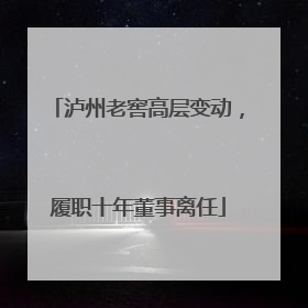 泸州老窖高层变动，履职十年董事离任