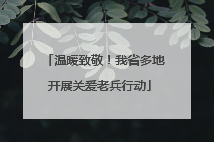 温暖致敬！我省多地开展关爱老兵行动