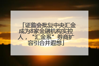 证监会批复中央汇金成为8家金融机构实控人，“汇金系”券商扩容引合并遐想