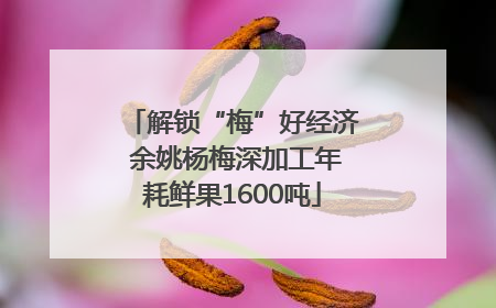 解锁“梅”好经济 余姚杨梅深加工年耗鲜果1600吨