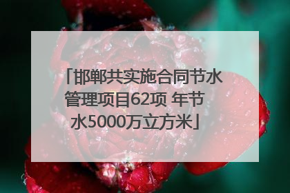 邯郸共实施合同节水管理项目62项 年节水5000万立方米
