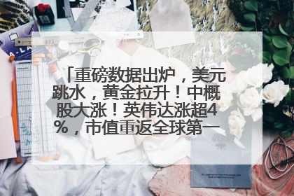 重磅数据出炉，美元跳水，黄金拉升！中概股大涨！英伟达涨超4%，市值重返全球第一！黄仁勋计划出售至多600万股股票
