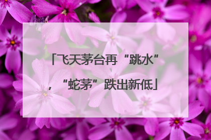 飞天茅台再“跳水”，“蛇茅”跌出新低