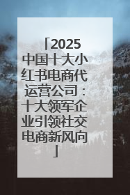 2025中国十大小红书电商代运营公司：十大领军企业引领社交电商新风向