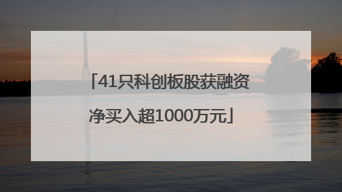 41只科创板股获融资净买入超1000万元